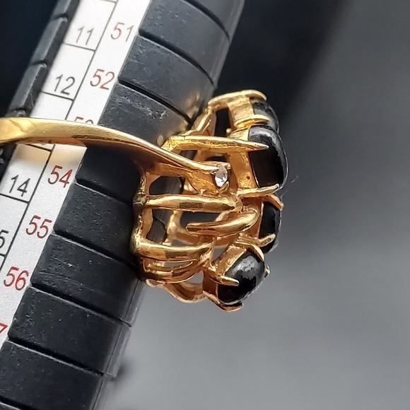 Vintage Costume Jewelry Ring 18KHGE Black Rhinestone Size 6.5 - Picture 4 of 13